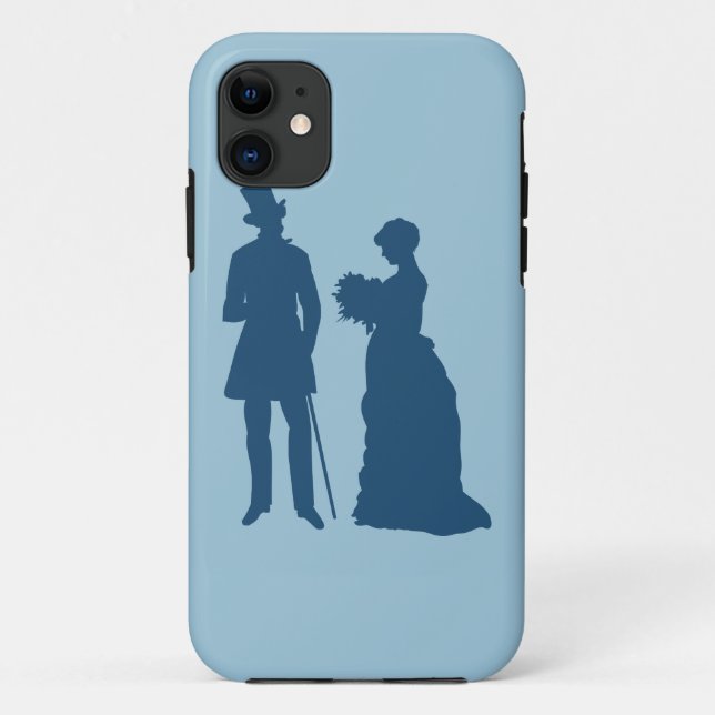 coque iphone de mariée bleu vintage (Dos)