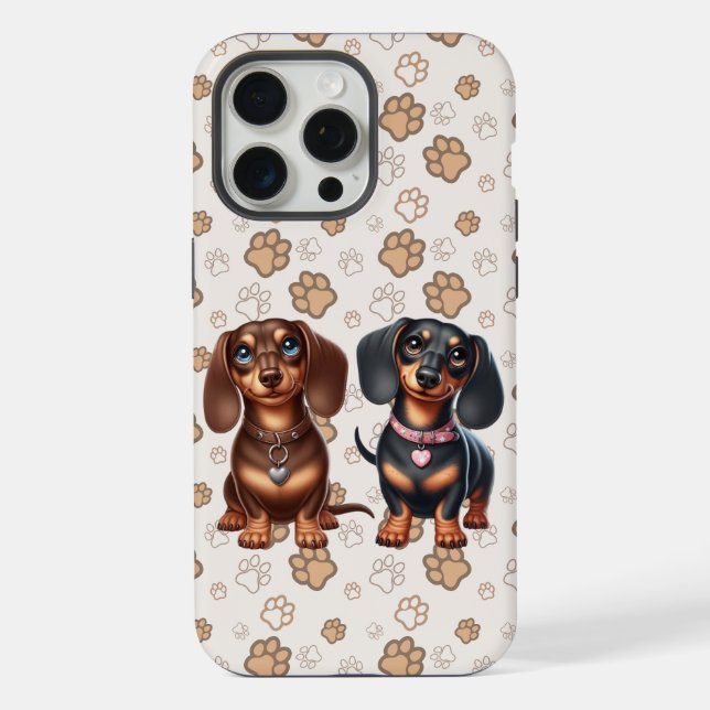 Coque iPhone De mignons amis dachshund (Verso)