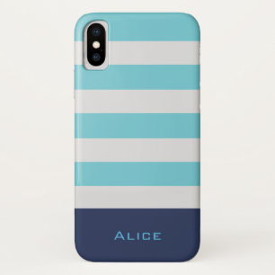 Coque iphone de monogramme bleu Preppy