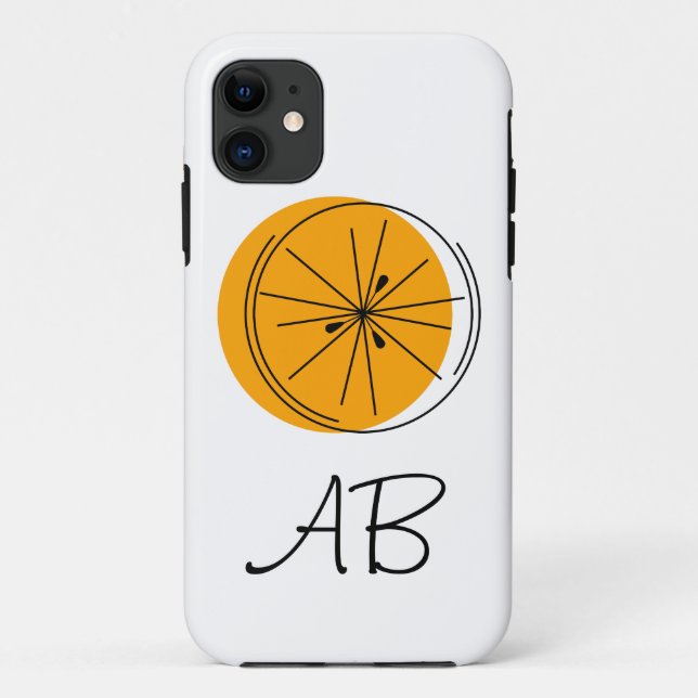 Coque iphone de monogramme d'agrumes oranges (Dos)