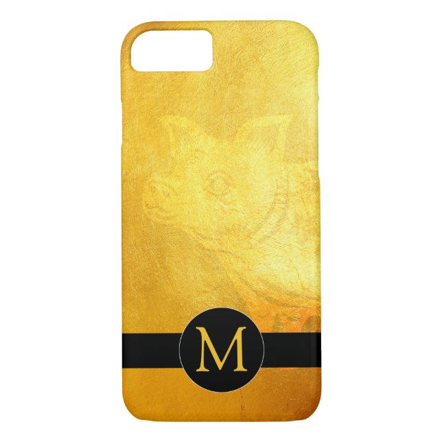 Coque iphone de monogramme de coupure de porc chin (Dos)