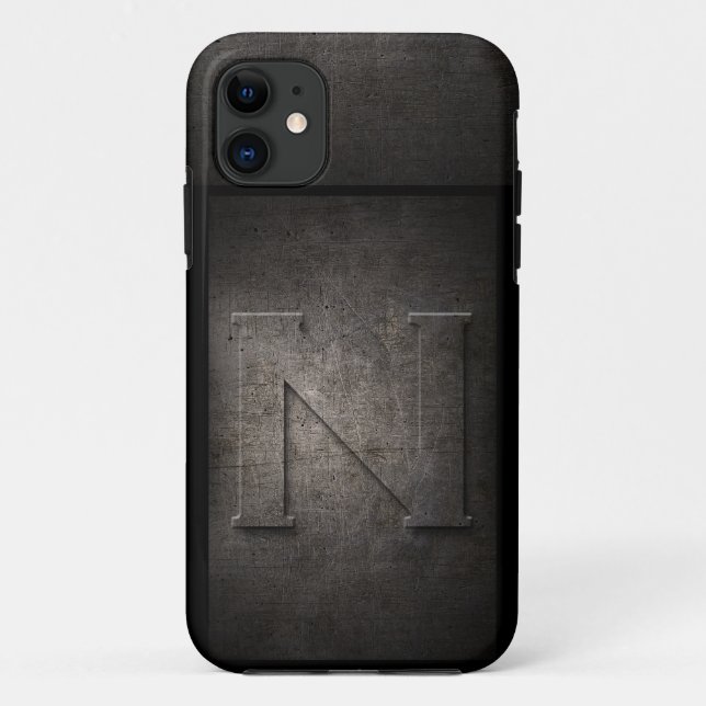 Coque iphone de monogramme de métal de grunge (Dos)