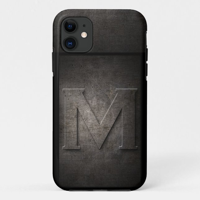 Coque iphone de monogramme de métal de grunge (Dos)