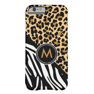 Coque iphone de monogramme élégant Leopard Zebra