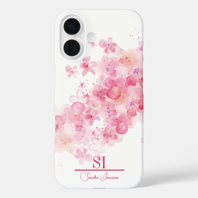 Coque iphone de monogramme floral personnalisé (Verso)