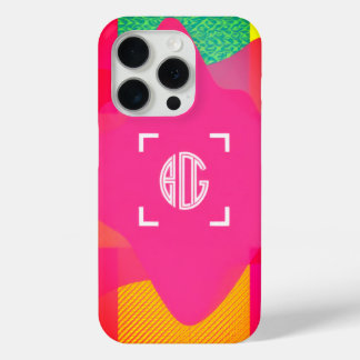 Coque iphone de monogramme personnalisé Neon Gradi