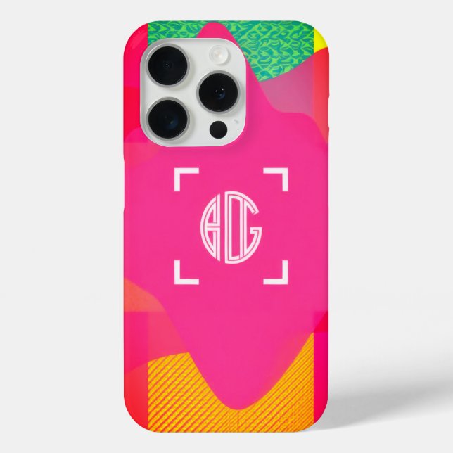 Coque iphone de monogramme personnalisé Neon Gradi (Verso)