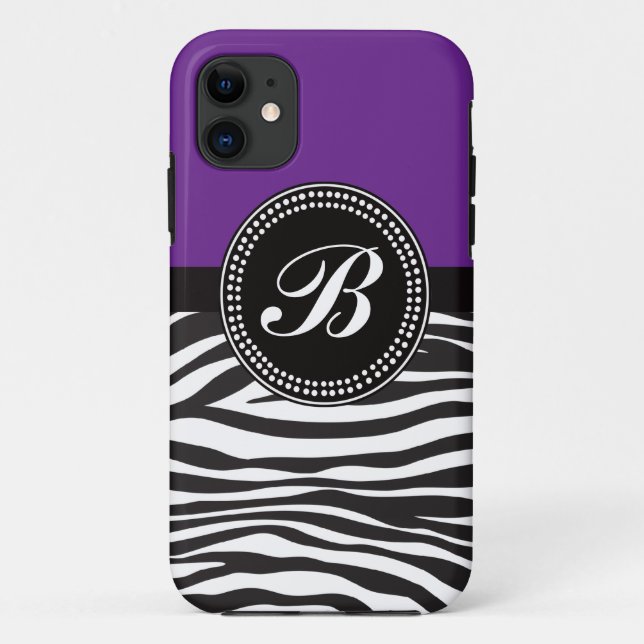 coque iphone de monogramme pour impression de zèbr (Dos)