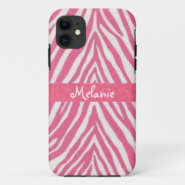 Coque iphone de monogramme rose chaud (Dos)