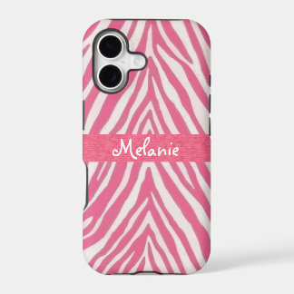 Coque iphone de monogramme rose chaud