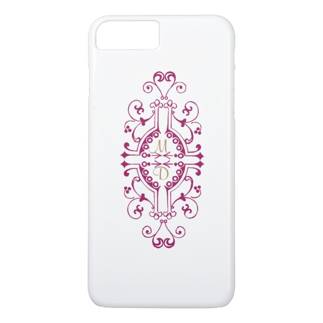Coque iphone de monogramme rose et or (Dos)