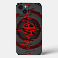 Coque iphone de monogramme Sound Red Dark