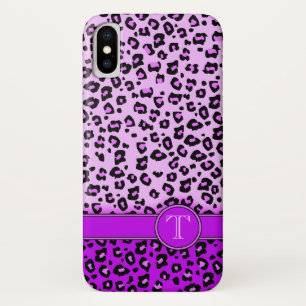 Coque iphone de monogramme violet poster de animal