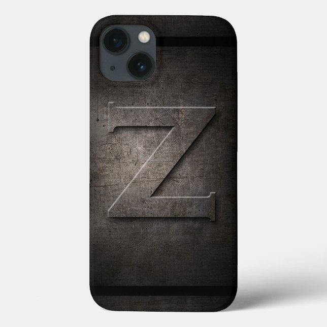 Coque iphone de monogramme Z en métal noir (Verso)