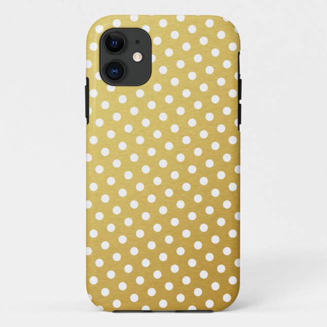 Coque iphone de Motif de points de Polka Or (Dos)