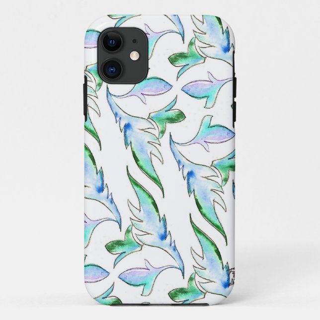 Coque iphone de motif d'Ikat d'aquarelle (Dos)
