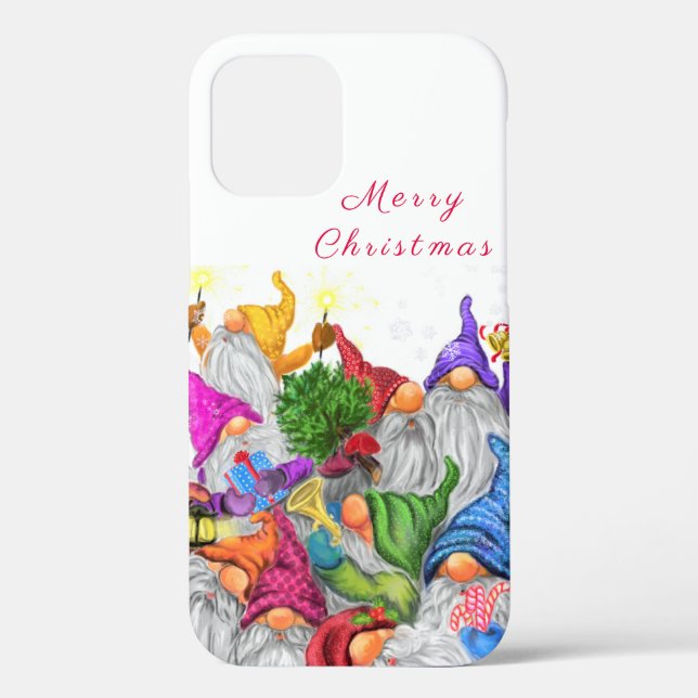 Coque iphone de Noël Gnome - Votre texte (Verso)