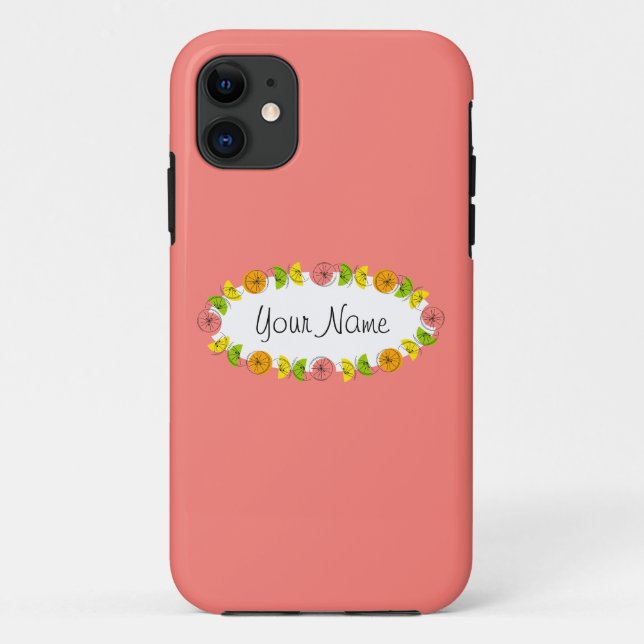 Coque iphone de nom rose ovale Citrus (Dos)
