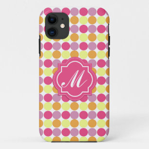 Coque iphone de points colorés monogrammes personn