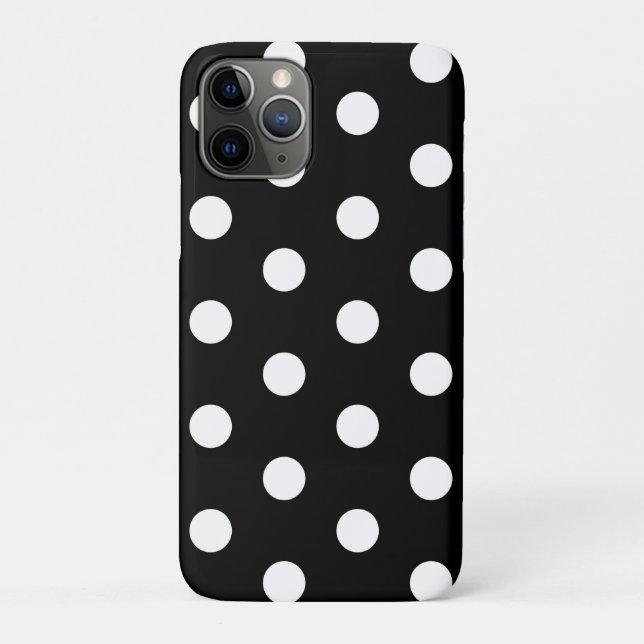 Coque iphone de points Polka noir et blanc (Dos)
