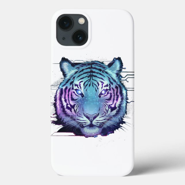 Coque iphone de tigre Cyberpunk - Neon Circuit Ani (Verso)