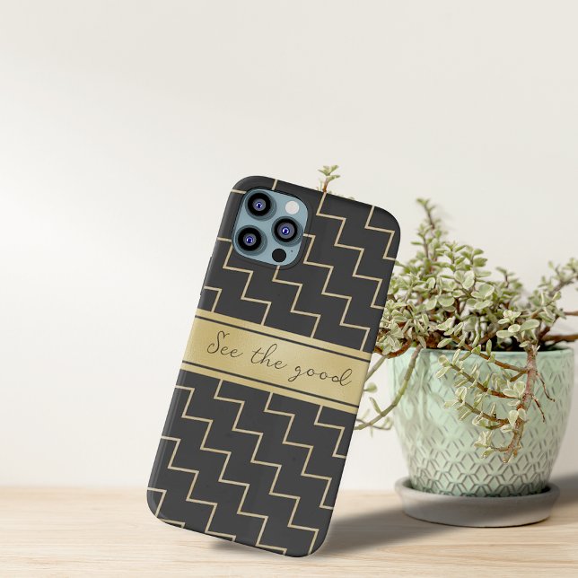 coque iphone de zigzag d'or motif (Pattern gold zigzag iPhone Case)
