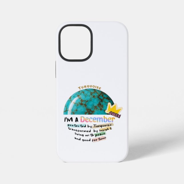 Coque iPhone December Birthstone Turquoise Graphic (Verso)