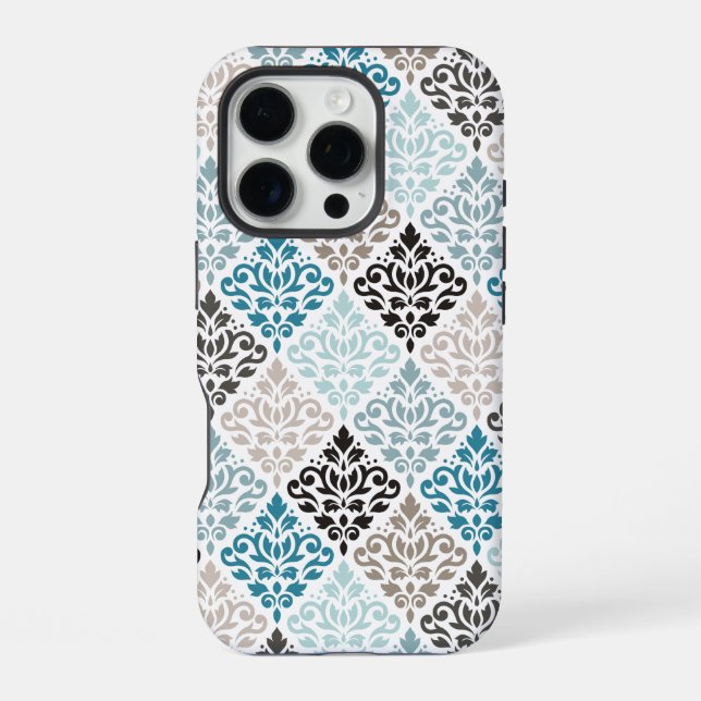Coque iPhone Déchirure de défilement Déchets Teals Blancs Blanc (Verso)