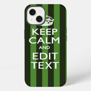 Etui iPhone 13 Décor à rayures vertes Gardez votre calme Texte pe