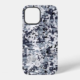 Coque iPhone 12 Décor de camouflage numérique argenté de style urb