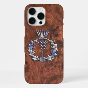 Coque iPhone 16 Pro Max Décor de chardon écossais gris argent sur un