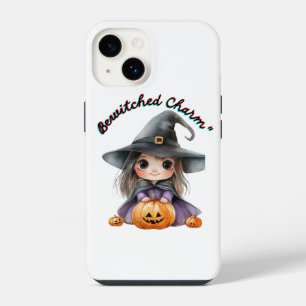 Coque Pour iPhone 14 Décoration de Halloween de fille de sorcière charm