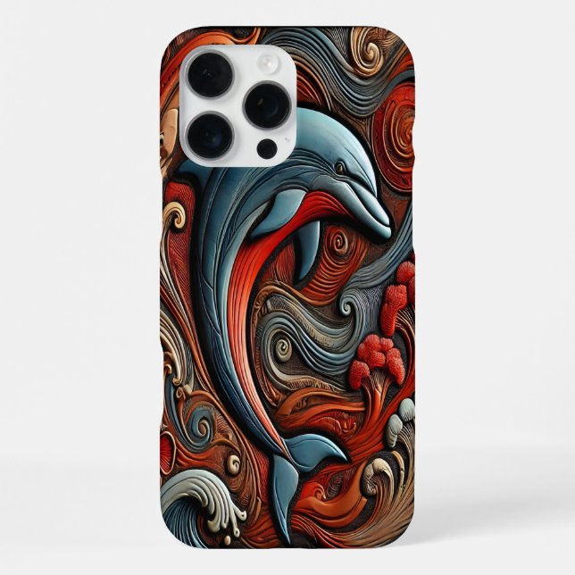 Coque iPhone Décoration murale de dauphin vibrant (Verso)