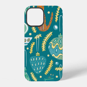 Coque iPhone 12 Décorations de Noël sans couture motif. Bright col