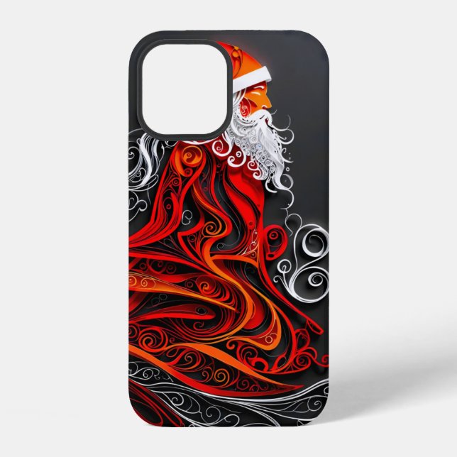 Coque iPhone Découpe de papier complexe de Père Noël (Verso)