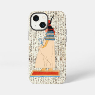 Etui iPhone 13 Mini Déesse égyptienne antique Hathor Hiéroglyphes