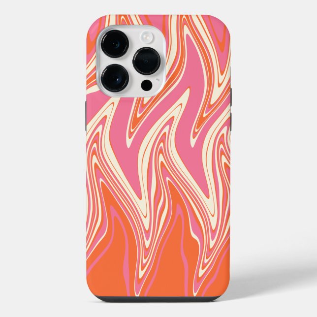 Coque iPhone Déformé - Rose, Orange et Crème (Verso)