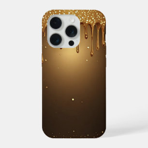 Coque iPhone 15 Pro 💛 Dégoulinante d'élégance en or liquide Glitter L
