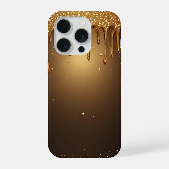 Coque iPhone 💛 Dégoulinante d'élégance en or liquide Glitter L (Verso)