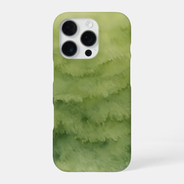 Coque iPhone dégradé aquarelle vert olive (Verso)