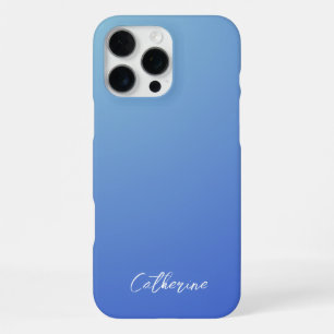Coque iPhone 16 Pro Max Dégradé Bleu Moderne Minimaliste Écriture Typograp