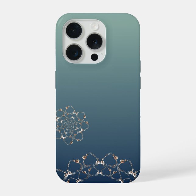 Coque iPhone Dégradé Bleu Toile de Rose (Verso)