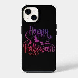 Coque Pour iPhone 14 Dégradé de Joyeux Halloween sorcière volante chat