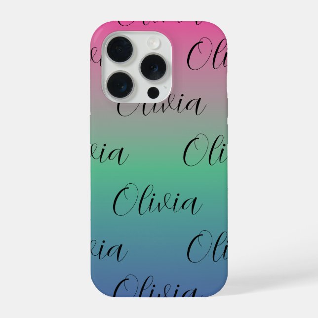 Coque iPhone Dégradé Rose, Vert et Bleu (Verso)