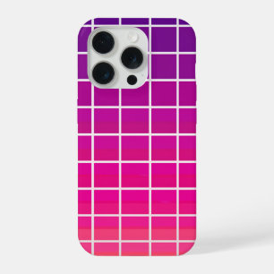 Coque iPhone 15 Pro Dégradé Rose Violet Grille Motif Géométrique