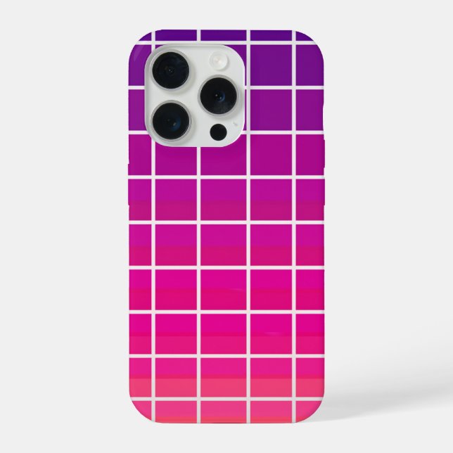 Coque iPhone Dégradé Rose Violet Grille Motif Géométrique (Verso)