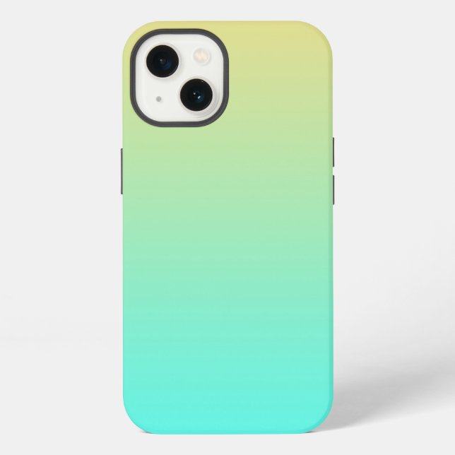 Coque iPhone Dégradé simple pastel jaune turquoise (Verso)