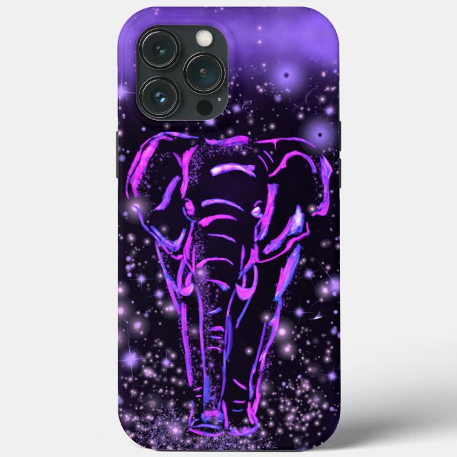 Coque iphone d'éléphant néon violet (Verso)