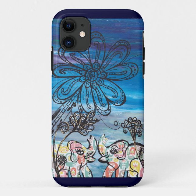 Coque iphone d'éléphants de fleur (Dos)