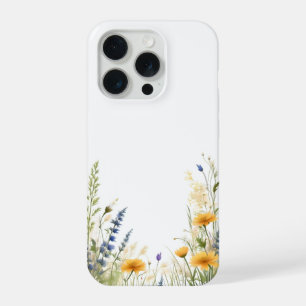 Coque iPhone 15 Pro Délicate Beauté : Fleur Sauvage Élancée Et Herbes,